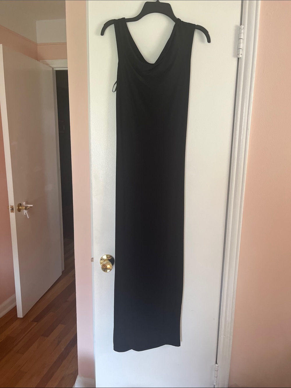 Sleeveless Black Cowl Neck Maxi Dress